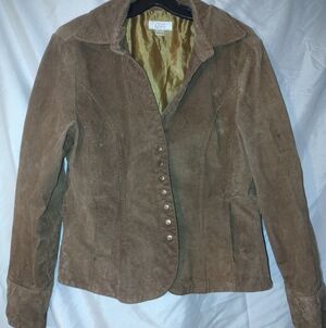 Christopher & Banks Brown Suede Button-Front Blazer